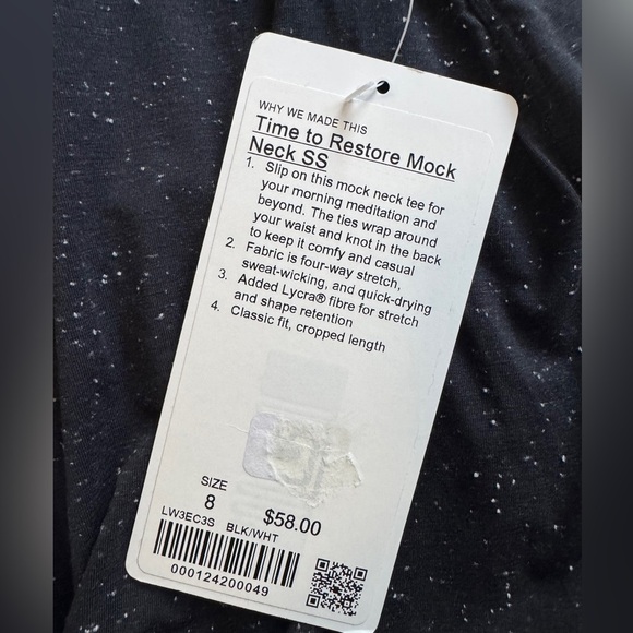 Lululemon Time to Restore Mock Neck Short Sleeve in Black / White - Picture 6 of 7